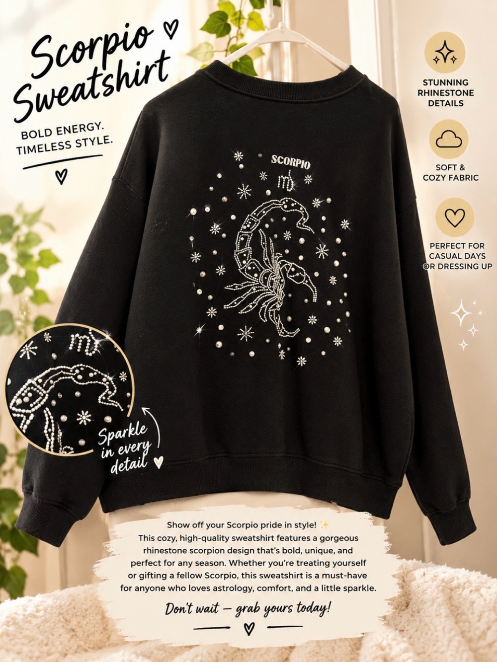 Forever 21 Black Rhinestone Scorpio Sweatshirt